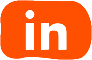 A red square with the linkedin logo on it.